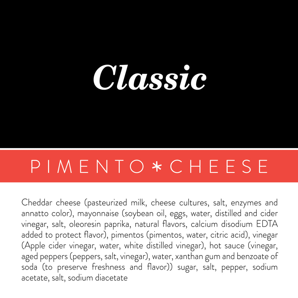 Ingredients label for Birdie's Classic pimento cheese