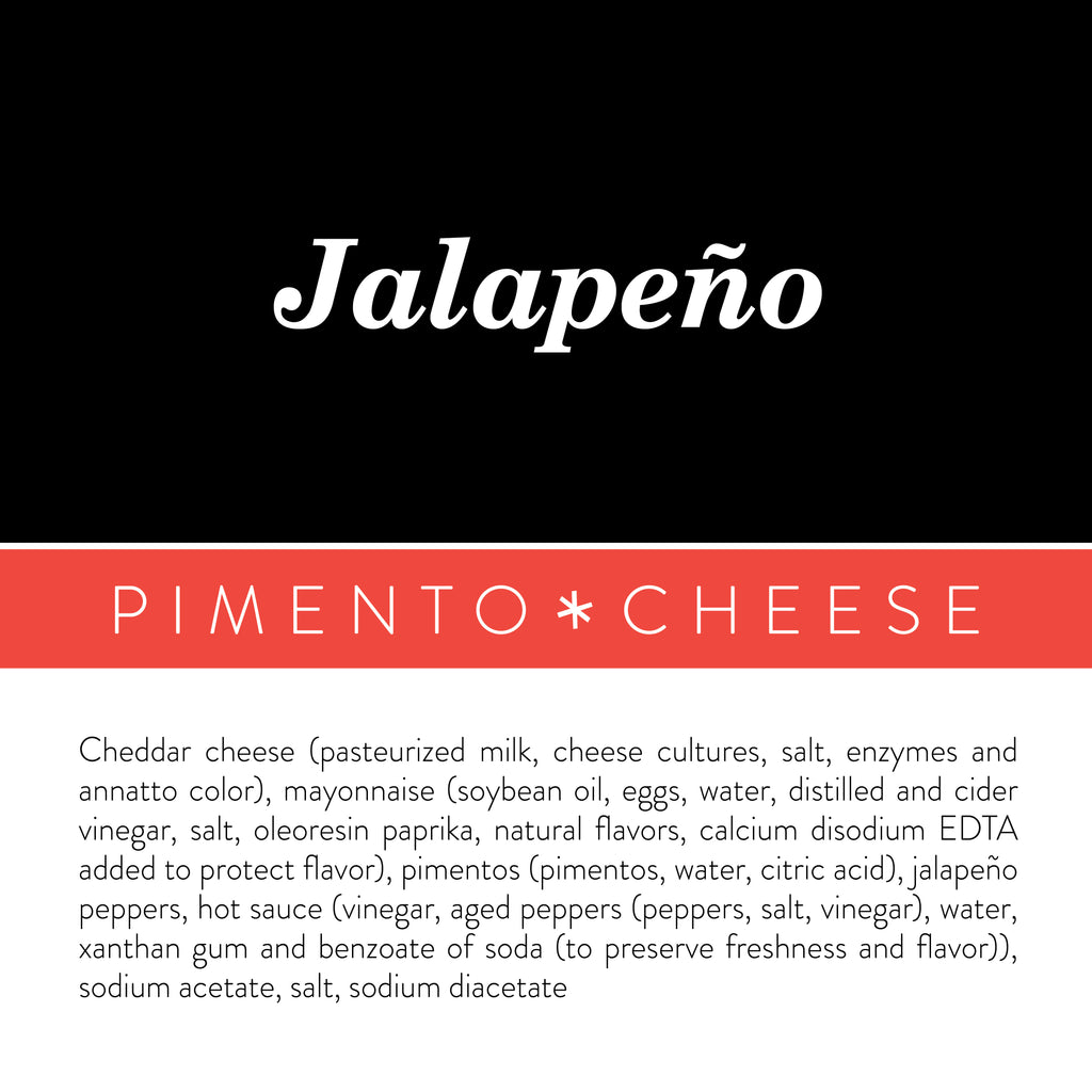 Ingredients label for Birdie's Jalapeño pimento cheese